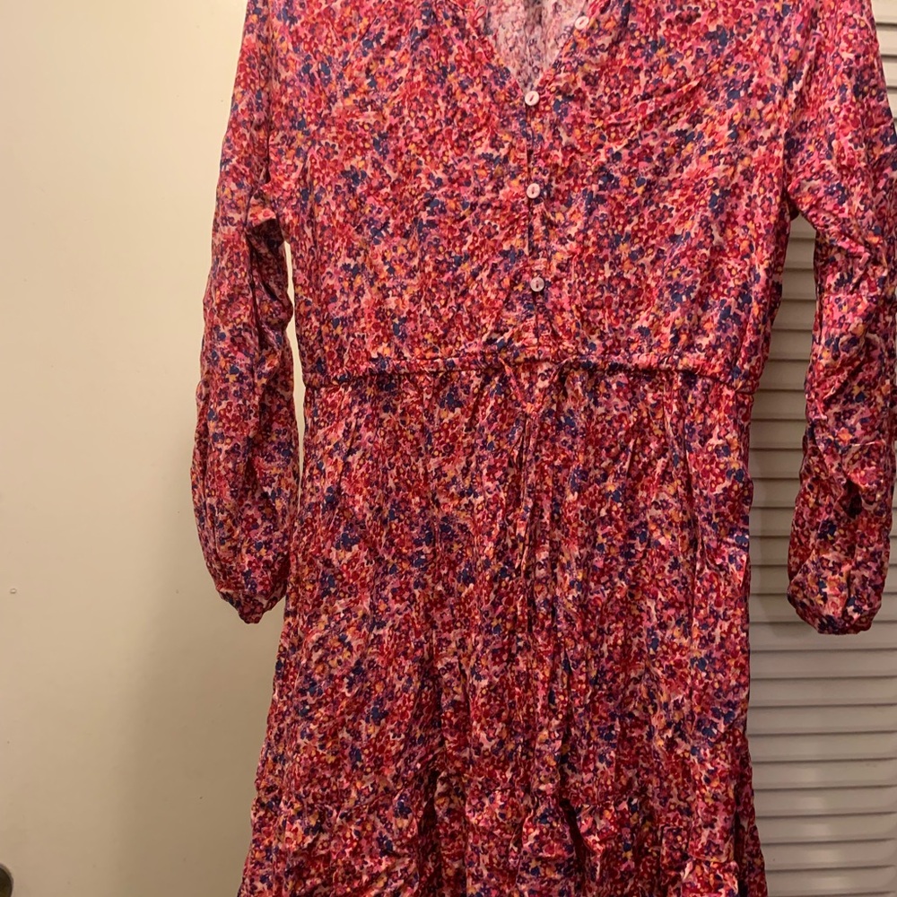 Time and Tru Red Wrap Smocked Sundress